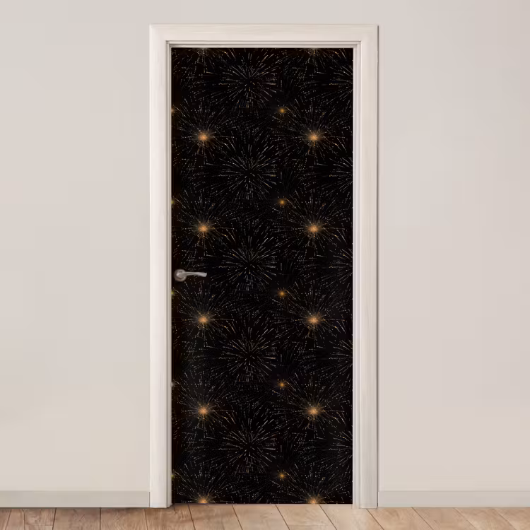 Vuurwerk - Patroon - Feestelijk - Goud - Zwart deurposter klein 289 -3d_beige