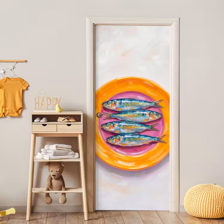 Vis - Vier - Eten - Modern - Kleurrijk deurposter klein -sfeer4