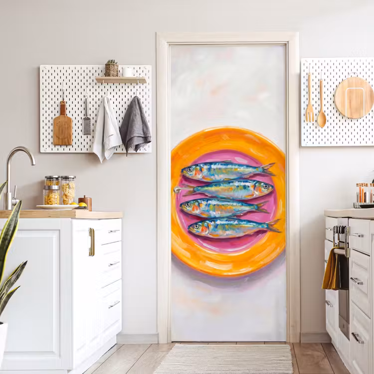 Vis - Vier - Eten - Modern - Kleurrijk deurposter klein -sfeer5