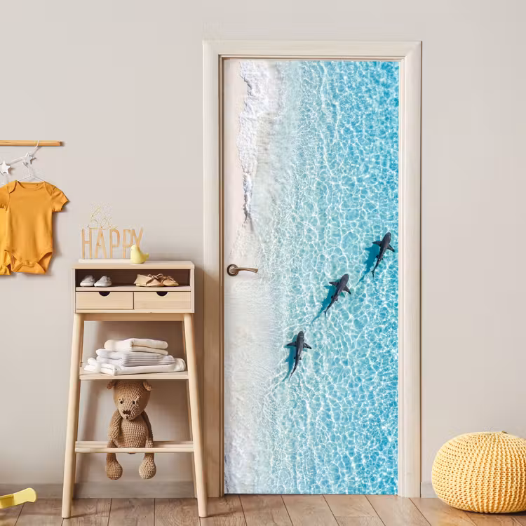 Vis - Oceaan - Strand - Turquoise - Natuur deurposter klein -sfeer4
