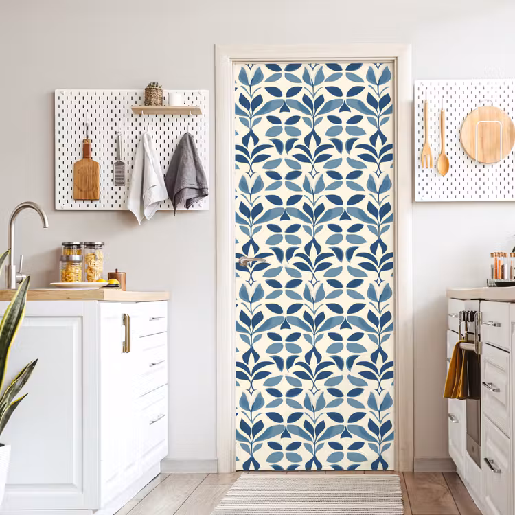 Flora - Modern - Blauw deurposter klein 289 -sfeer5