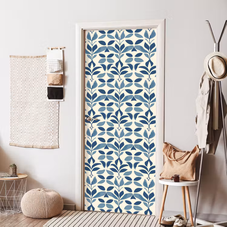 Flora - Modern - Blauw deurposter klein 289 -sfeer6