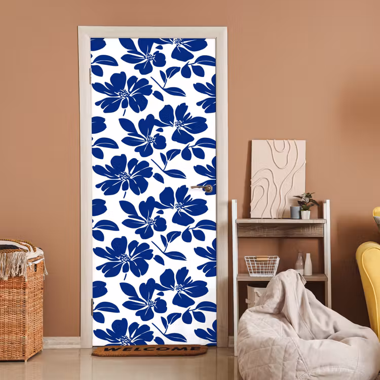 Floraal - Modern - Blauw deurposter klein 289 -sfeer1
