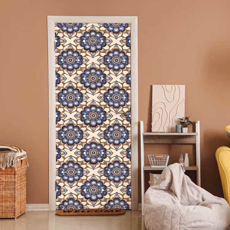 Floraal - Ornament - Blauw deurposter klein 289 -sfeer1