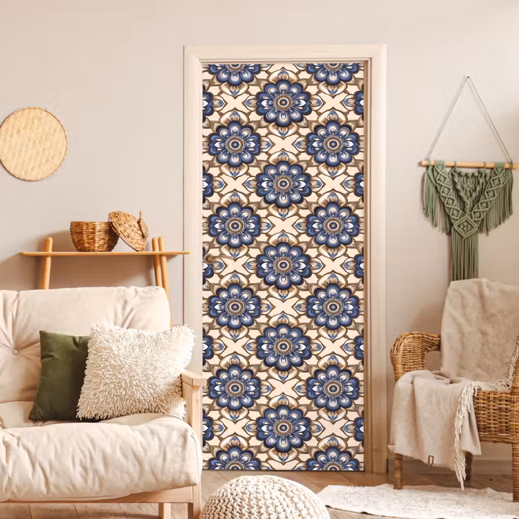Floraal - Ornament - Blauw deurposter klein 289 -sfeer2