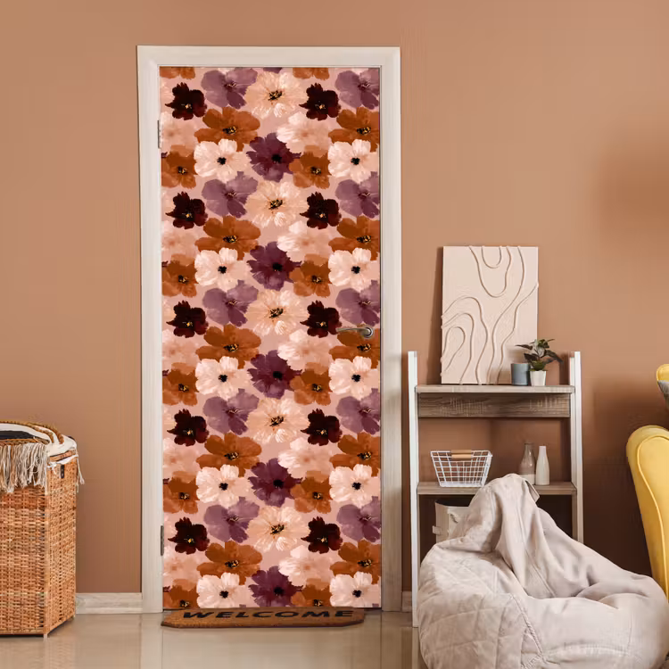 Bloemen - Abstract - Aardetinten deurposter klein 289 -sfeer1