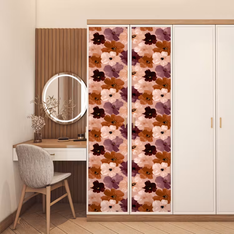 Bloemen - Abstract - Aardetinten deurposter klein 289 -sfeer3