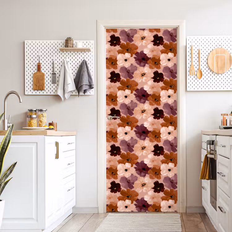 Bloemen - Abstract - Aardetinten deurposter klein 289 -sfeer5