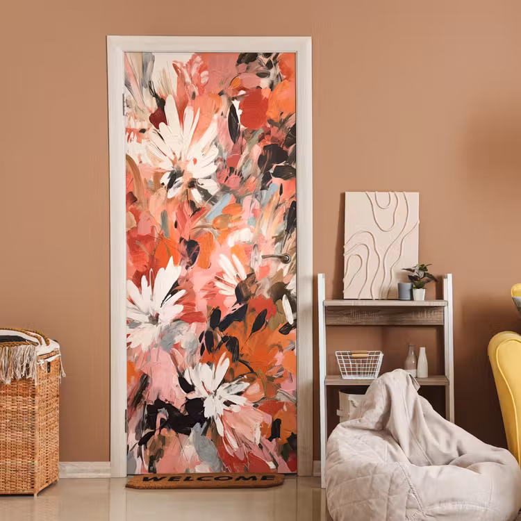 Bloemen - Kunst - Abstract - Verf deurposter klein -sfeer1