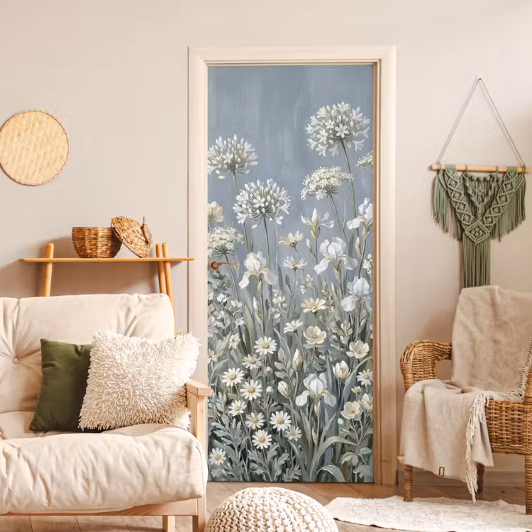Bloemen - Botanisch - Blauw deurposter klein -sfeer2