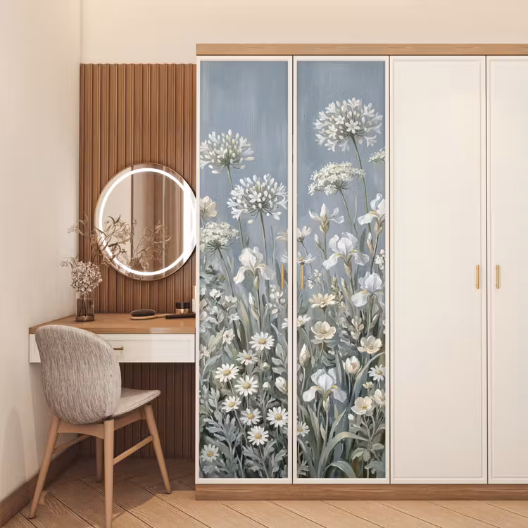 Bloemen - Botanisch - Blauw deurposter klein -sfeer3