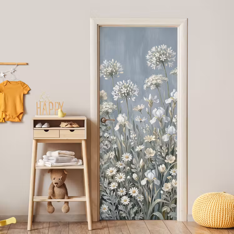 Bloemen - Botanisch - Blauw deurposter klein -sfeer4
