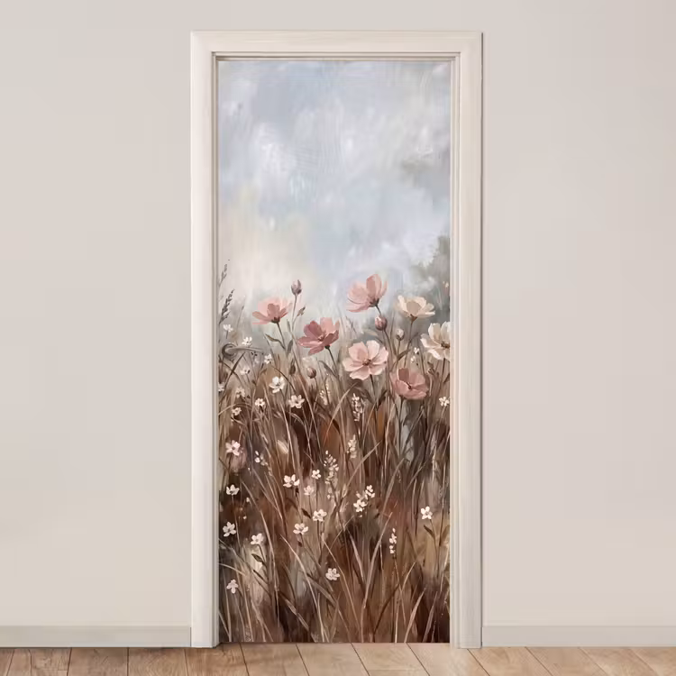 Bloemen - Botanisch - Schilderij - Pastel - Rustiek deurposter klein -3d_beige