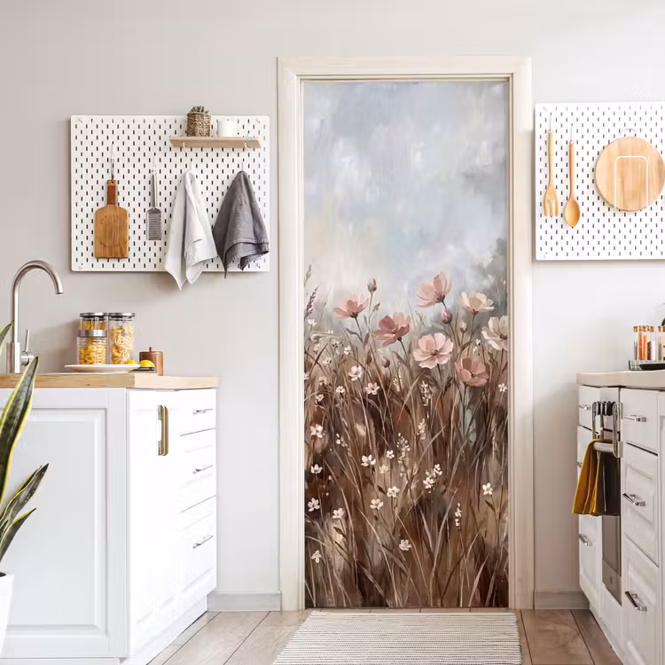Bloemen - Botanisch - Schilderij - Pastel - Rustiek deurposter klein -sfeer5