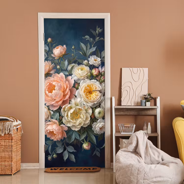 Bloemen - Boeket - Natuur - Klassiek - Kleurrijk deurposter klein -sfeer1