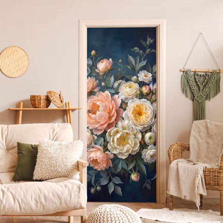 Bloemen - Boeket - Natuur - Klassiek - Kleurrijk deurposter klein -sfeer2