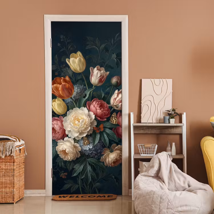 Bloemen - Boeket - Natuur - Klassiek - Donker deurposter klein -sfeer1