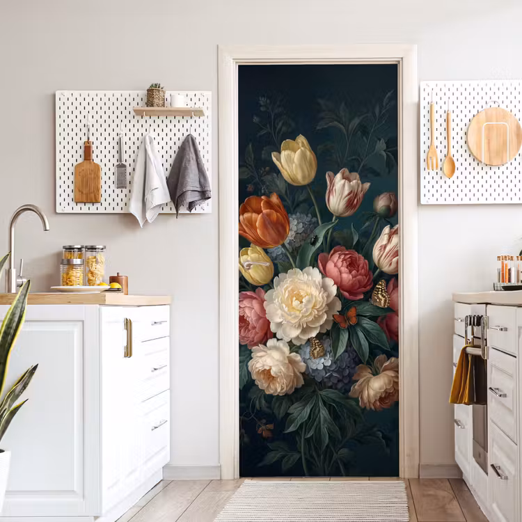 Bloemen - Boeket - Natuur - Klassiek - Donker deurposter klein -sfeer5
