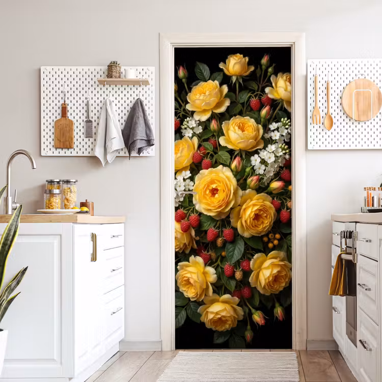 Bloemen - Boeket - Natuur - Klassiek - Geel deurposter klein -sfeer5