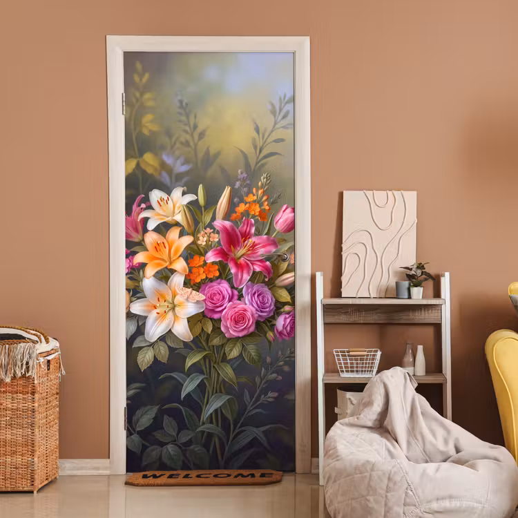 Bloemen - Boeket - Natuur - Kleurrijk - Modern deurposter klein -sfeer1