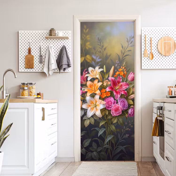 Bloemen - Boeket - Natuur - Kleurrijk - Modern deurposter klein -sfeer5