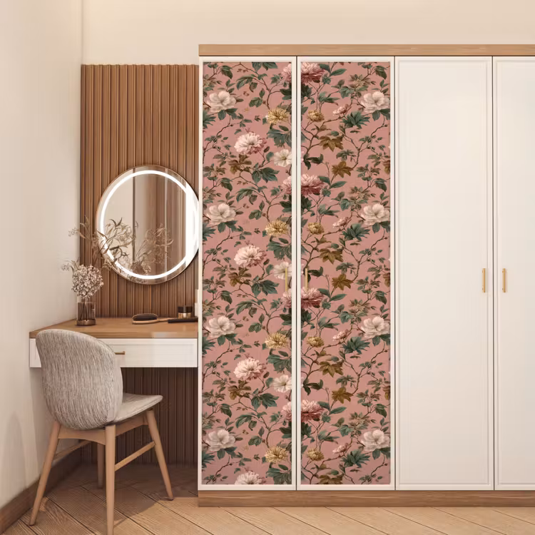 Bloemen - Klassiek - Roze deurposter klein 289 -sfeer3