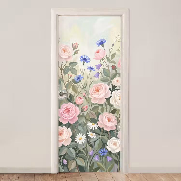 Bloemen - Tuin - Natuur - Kleurrijk deurposter klein -3d_beige
