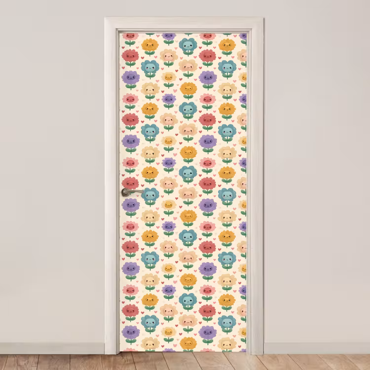 Bloemen - Hartjes - Kleurrijk deurposter klein 289 -3d_beige