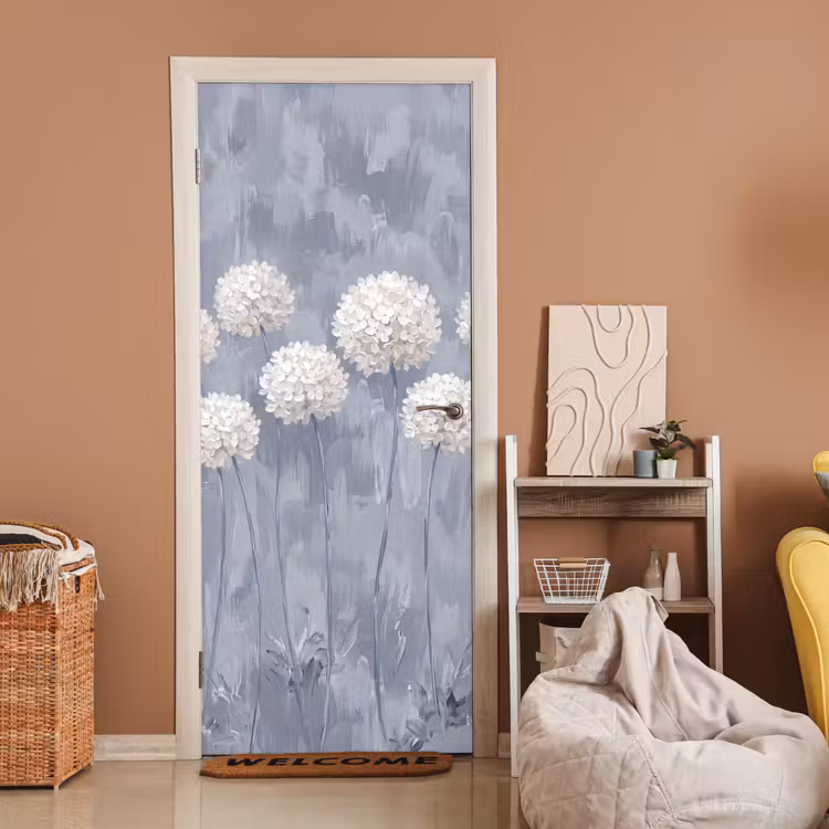 Bloemen - Illustratie - Blauw deurposter klein -sfeer1