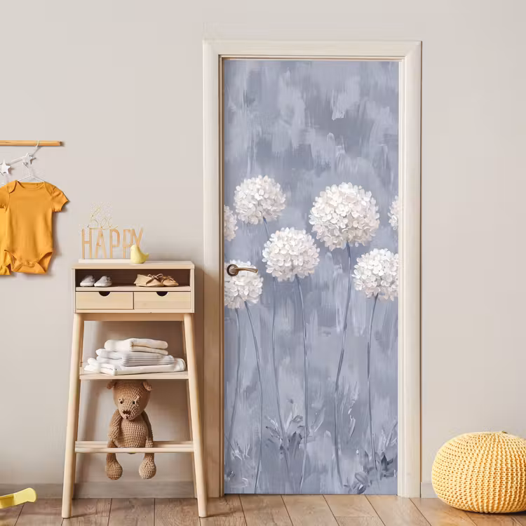 Bloemen - Illustratie - Blauw deurposter klein -sfeer4