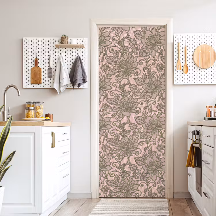 Bloemen - Kant - Patroon - Klassiek - Groen deurposter klein -sfeer5
