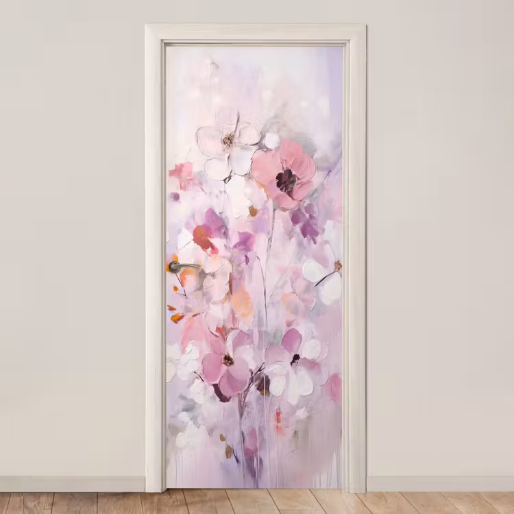 Bloemen - Lila - Watercolor - Kunst deurposter klein -3d_beige