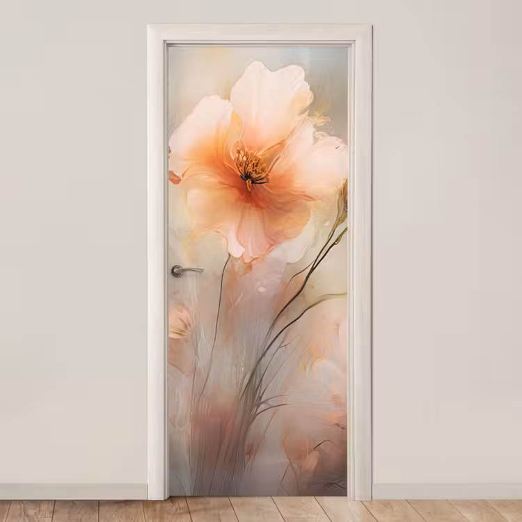 Bloemen - Pastel - Kunst - Klaprozen - Watercolor deurposter klein -3d_beige
