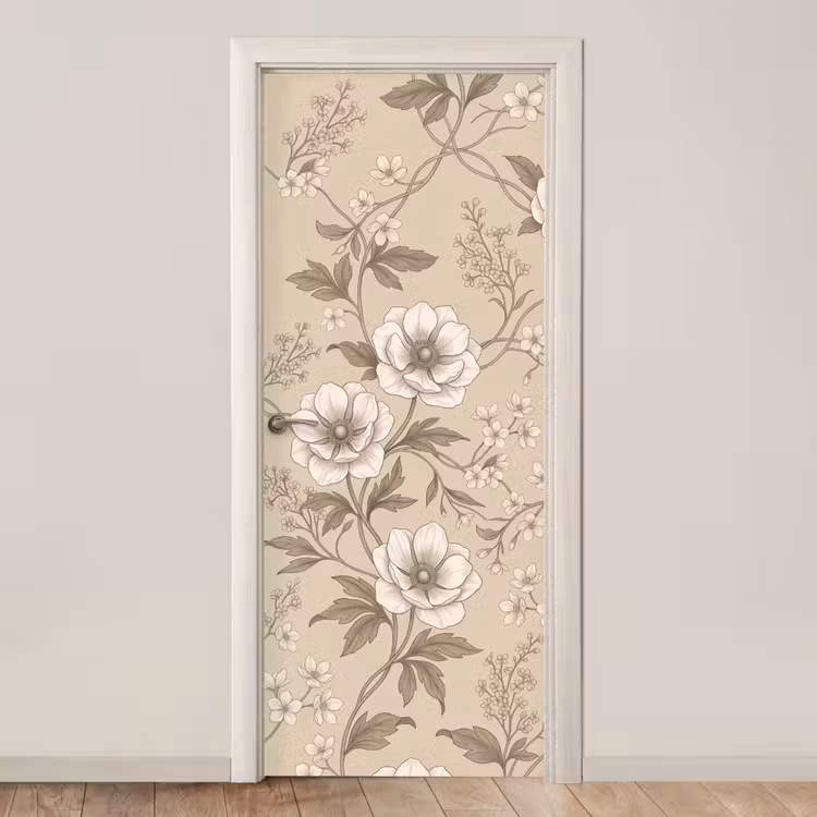 Bloemen - Patroon - Beige deurposter klein -3d_beige