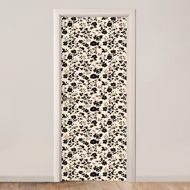 Bloemen - Dessin - Zwart deurposter klein 289 -3d_beige