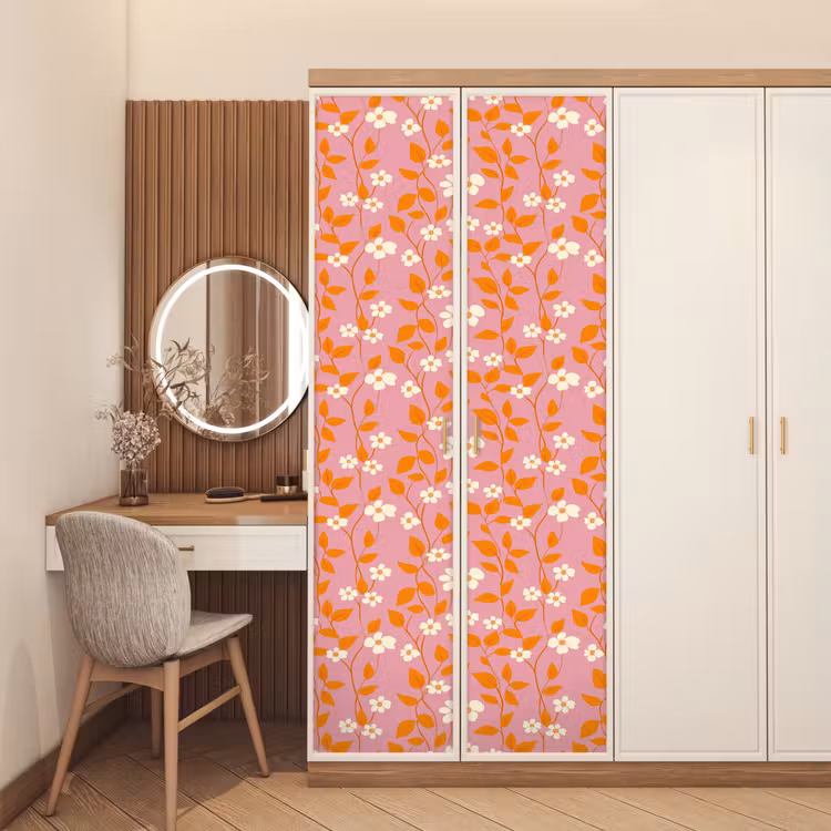Bloemen - Patroon - Oranje deurposter klein 289 -sfeer3