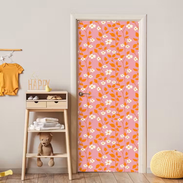 Bloemen - Patroon - Oranje deurposter klein 289 -sfeer4