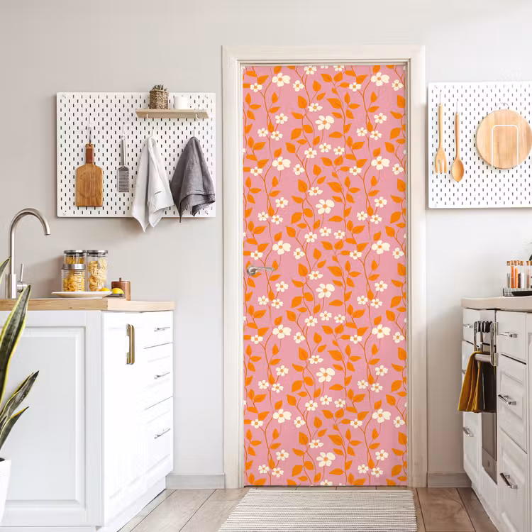 Bloemen - Patroon - Oranje deurposter klein 289 -sfeer5
