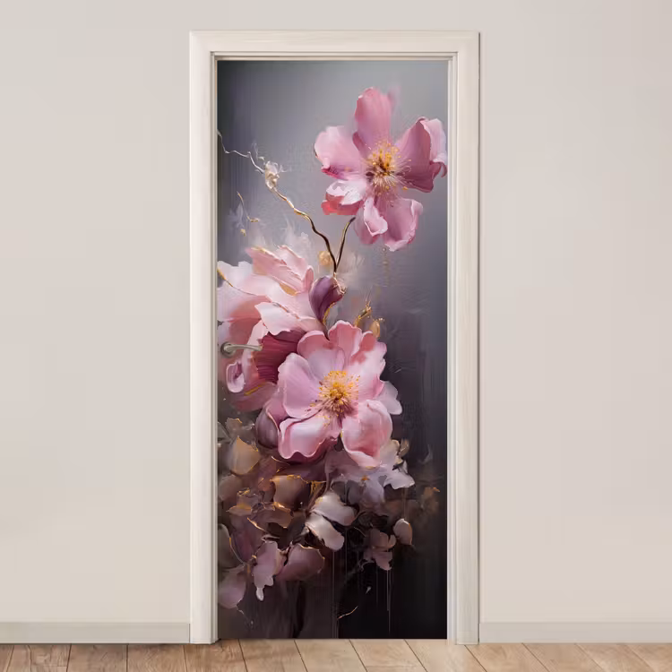 Bloemen - Roze - Stilleven - Kunst deurposter klein -3d_beige