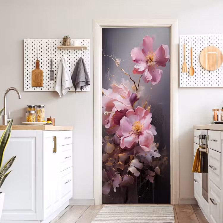 Bloemen - Roze - Stilleven - Kunst deurposter klein -sfeer5