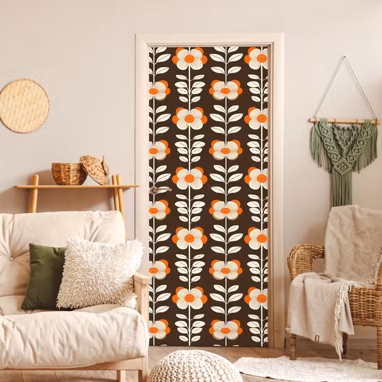 Bloemen - Retro - Bruin deurposter klein 289 -sfeer2