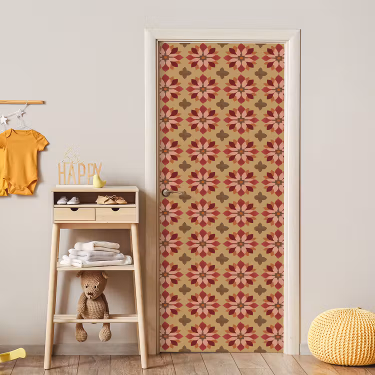 Bloemen - Retro - Groen deurposter klein 289 -sfeer4