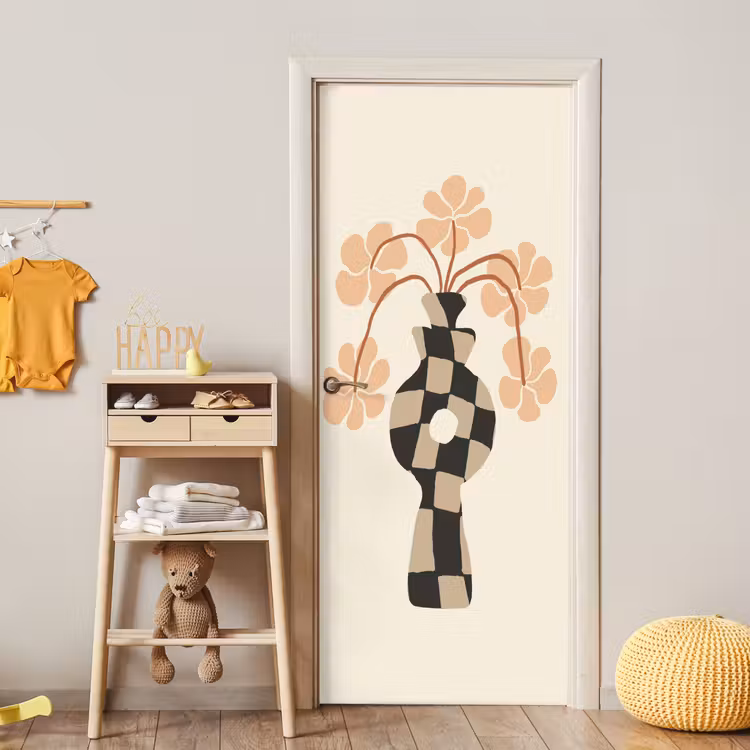 Bloemen - Vaas - Abstracte kunst - Modern deurposter klein -sfeer4