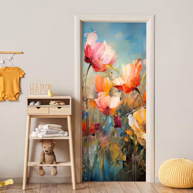 Bloemen - Watercolor - Kunst - Botanisch - Natuur deurposter klein -sfeer4