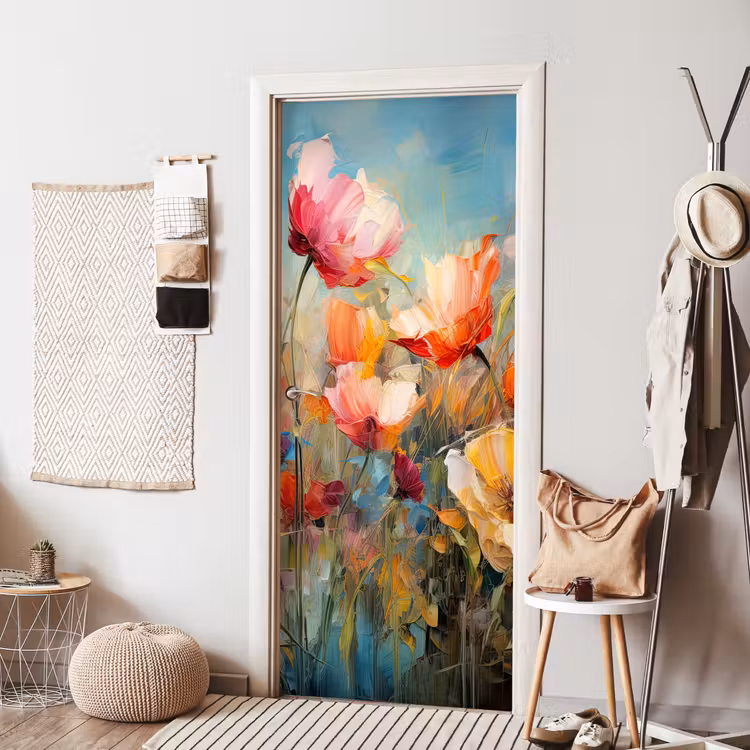 Bloemen - Watercolor - Kunst - Botanisch - Natuur deurposter klein -sfeer6