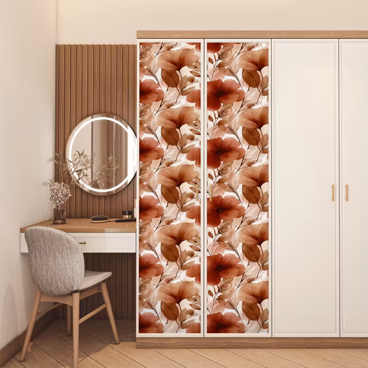Bloemen - Aquarel - Botanisch - Terracotta deurposter klein 289 -sfeer3