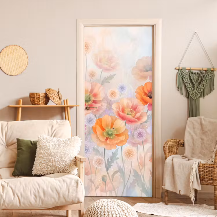 Bloemen - Aquarel - Natuur - Modern - Kleurrijk deurposter klein -sfeer2