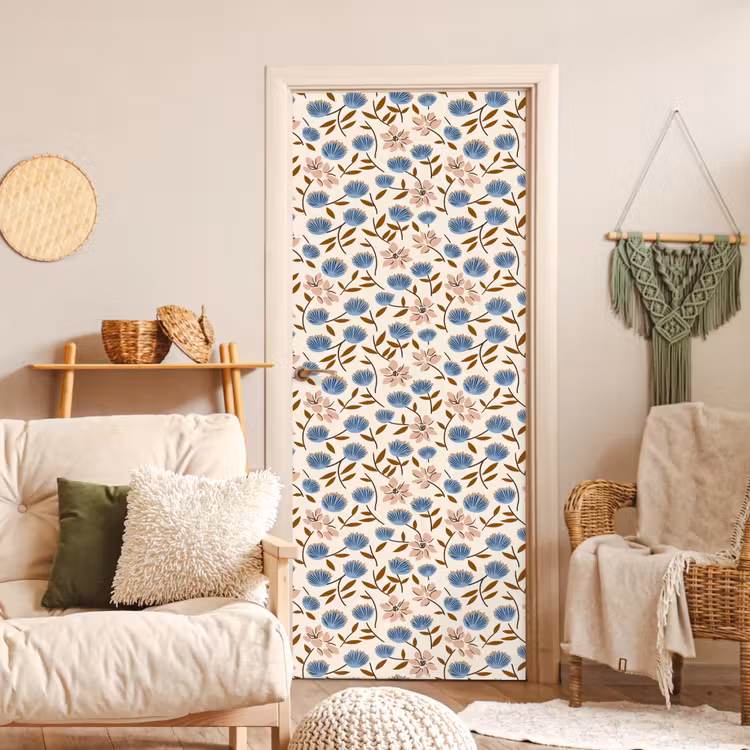 Bloemen - Wild - Blauw deurposter klein 289 -sfeer2