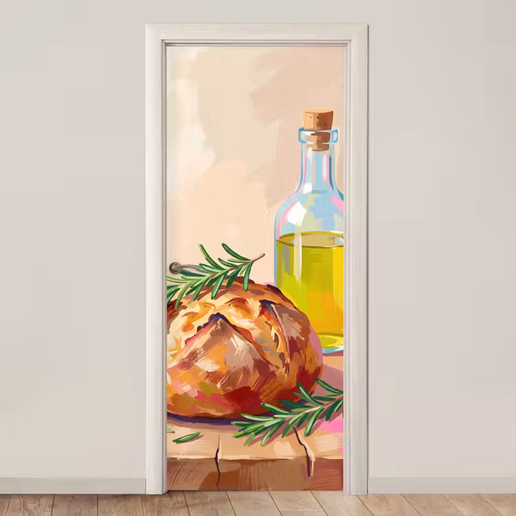 Eten - Brood - Olijfolie - Abstract - Keuken deurposter klein -3d_beige
