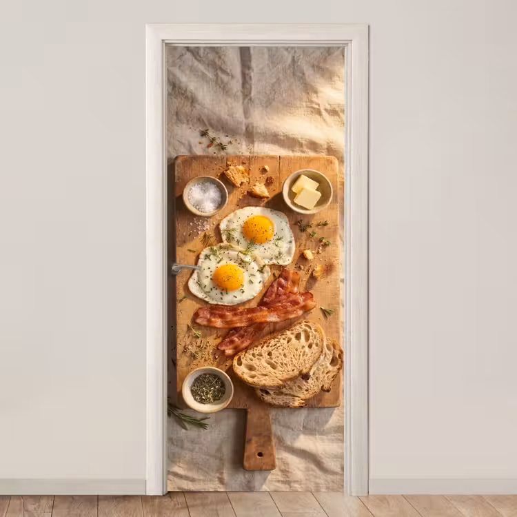Eten - Ontbijt - Hout - Rustiek - Geel deurposter klein -3d_beige